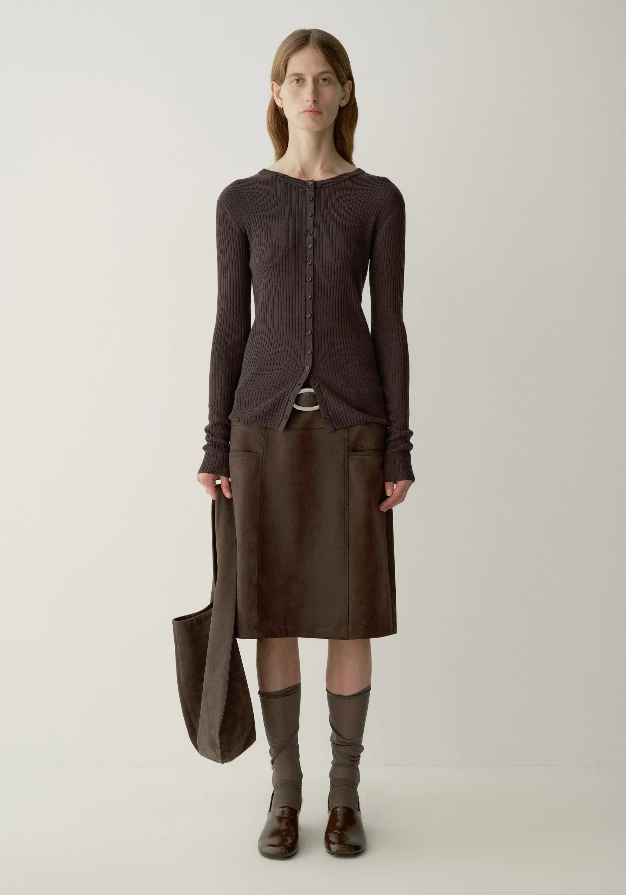 Suded-effect Straight Skirt - Image 3