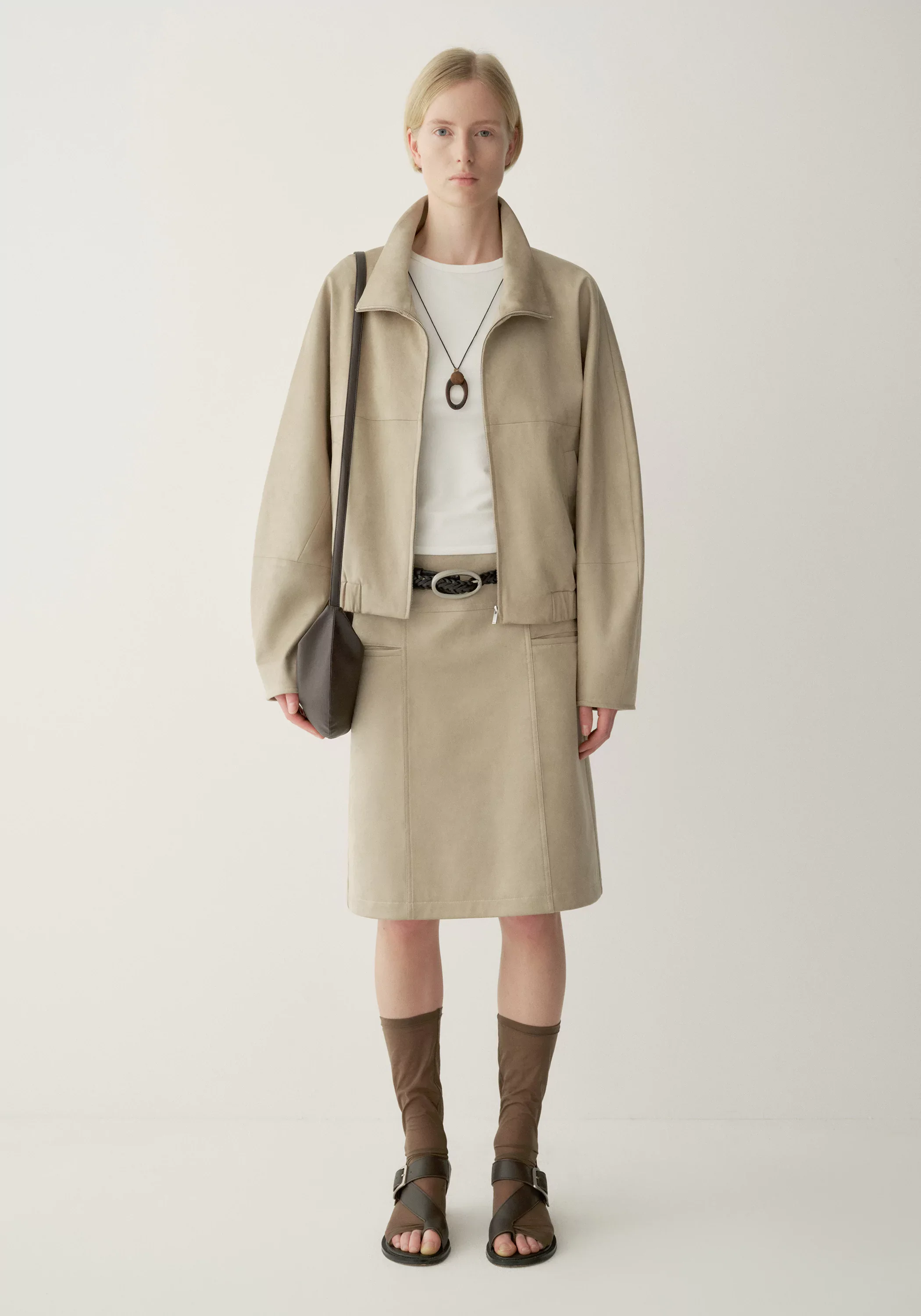 Suded-effect Straight Skirt - Image 6