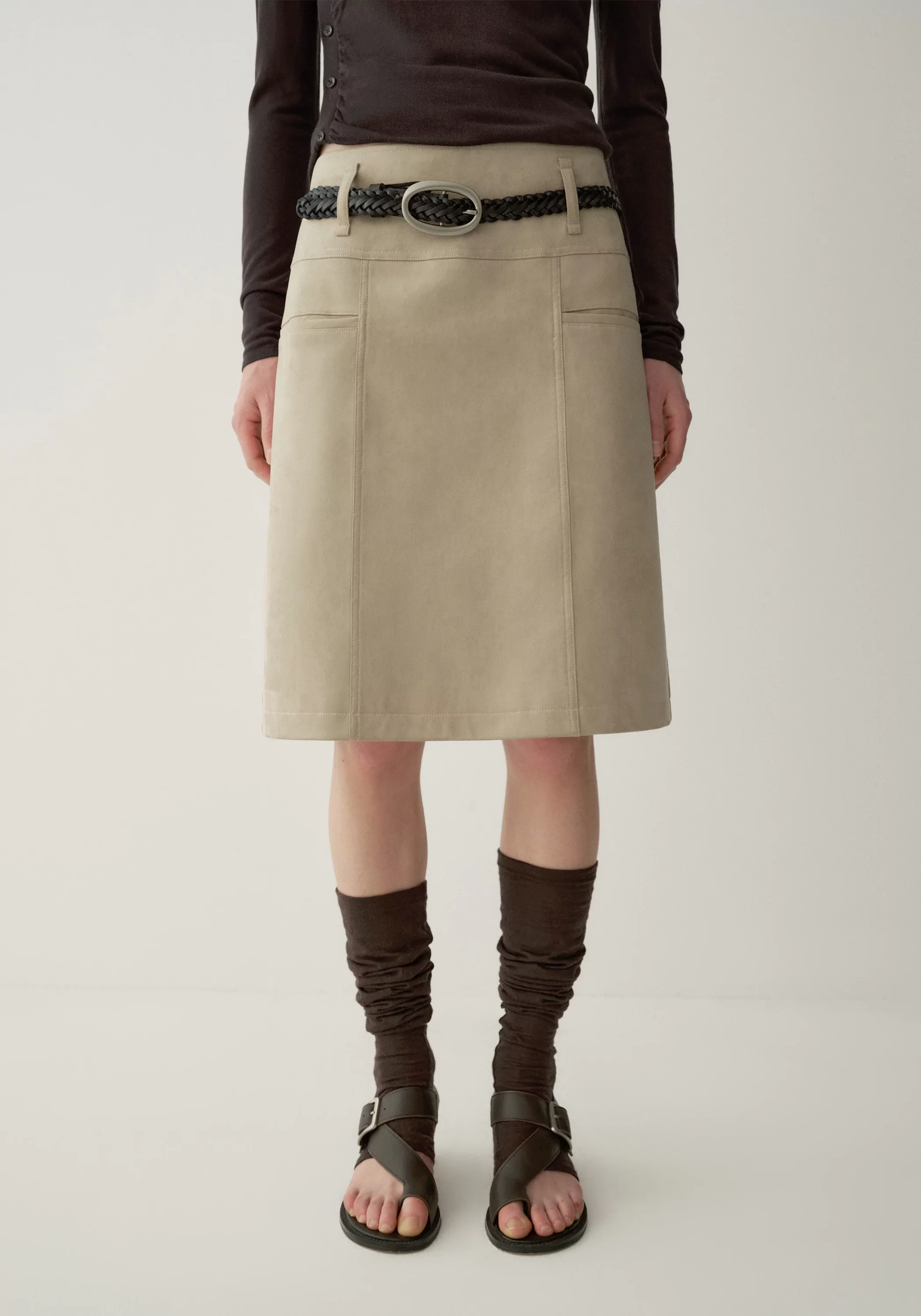 Suded-effect Straight Skirt - Image 7