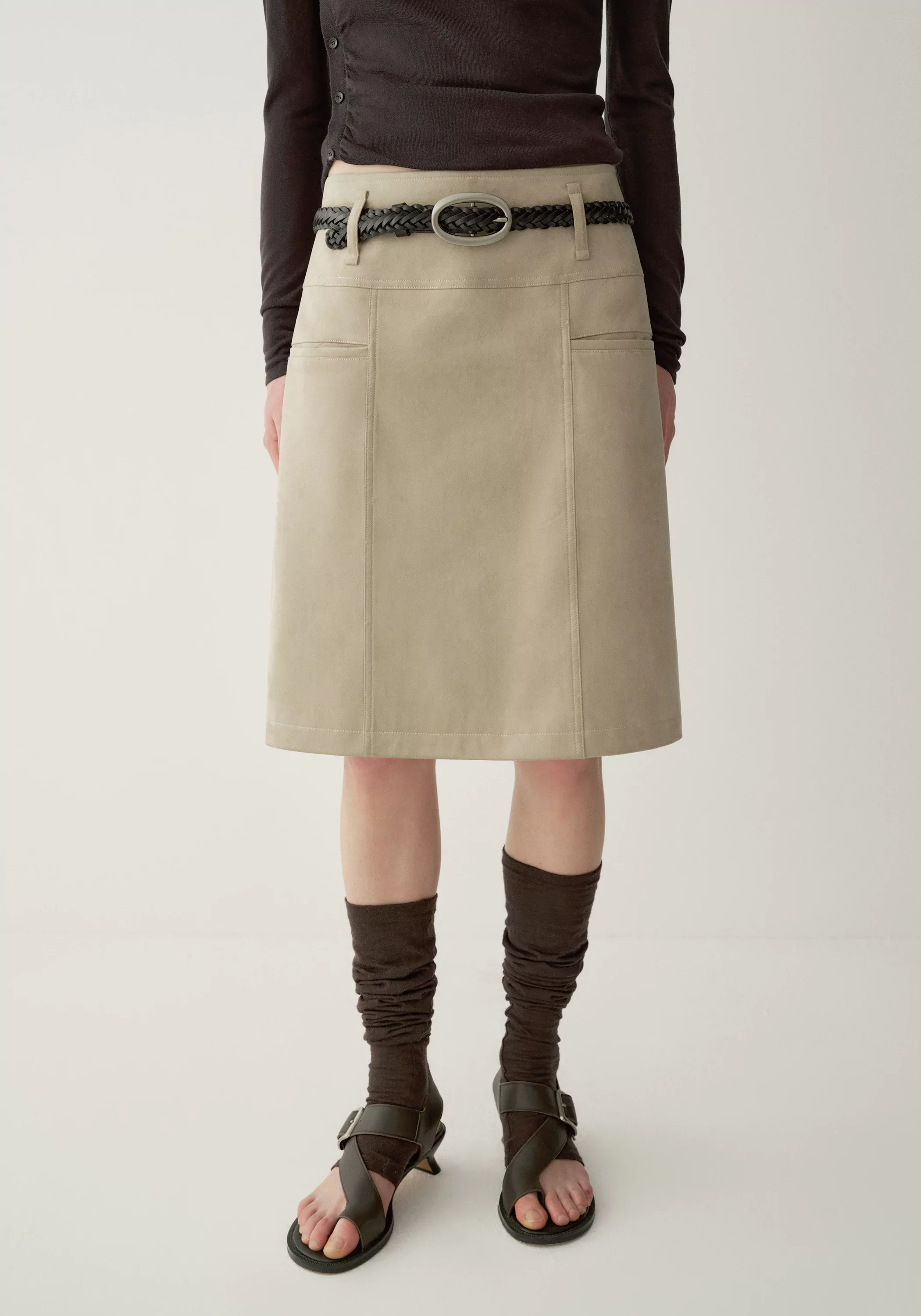 Suded-effect Straight Skirt - Image 8