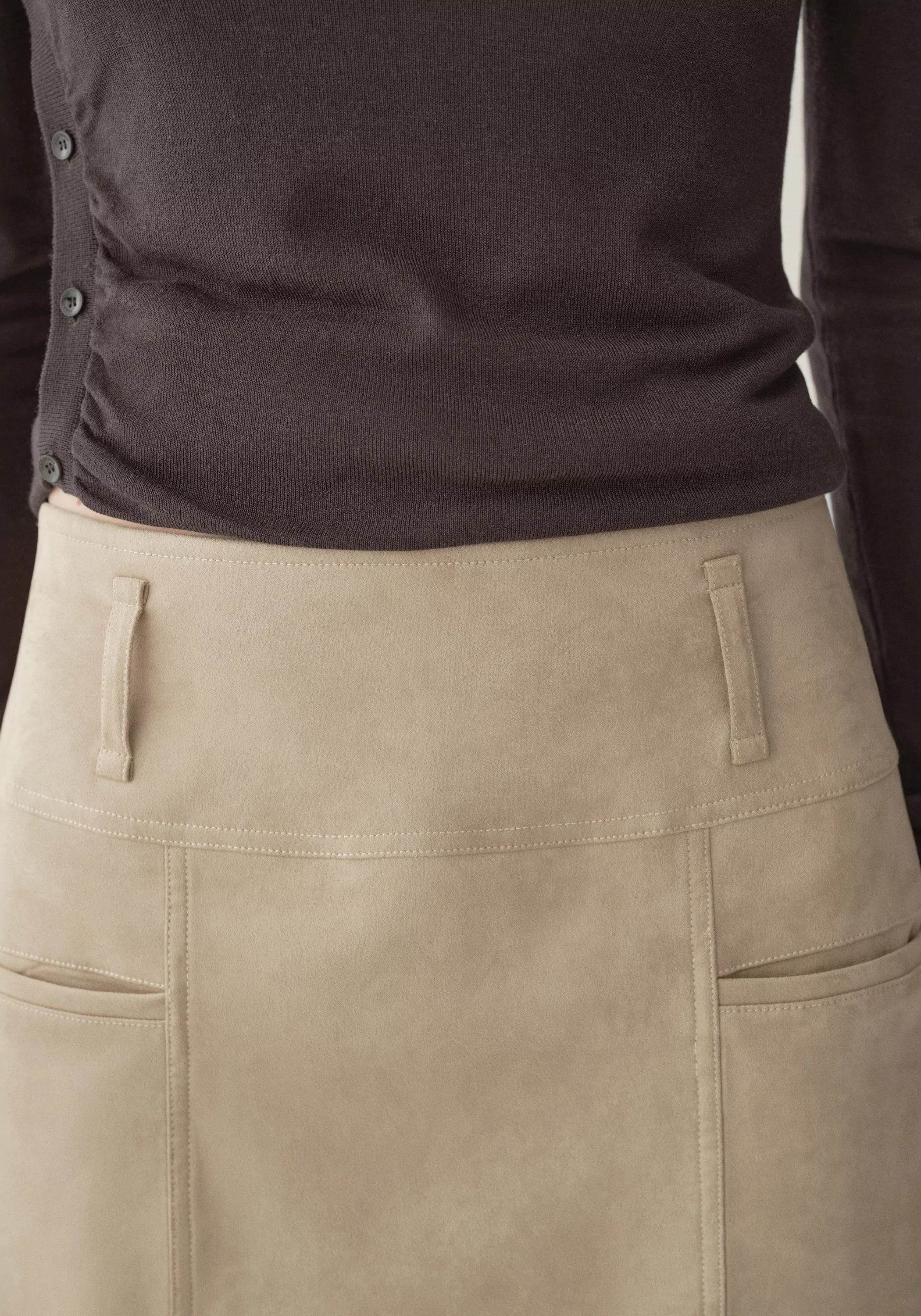 Suded-effect Straight Skirt - Image 9