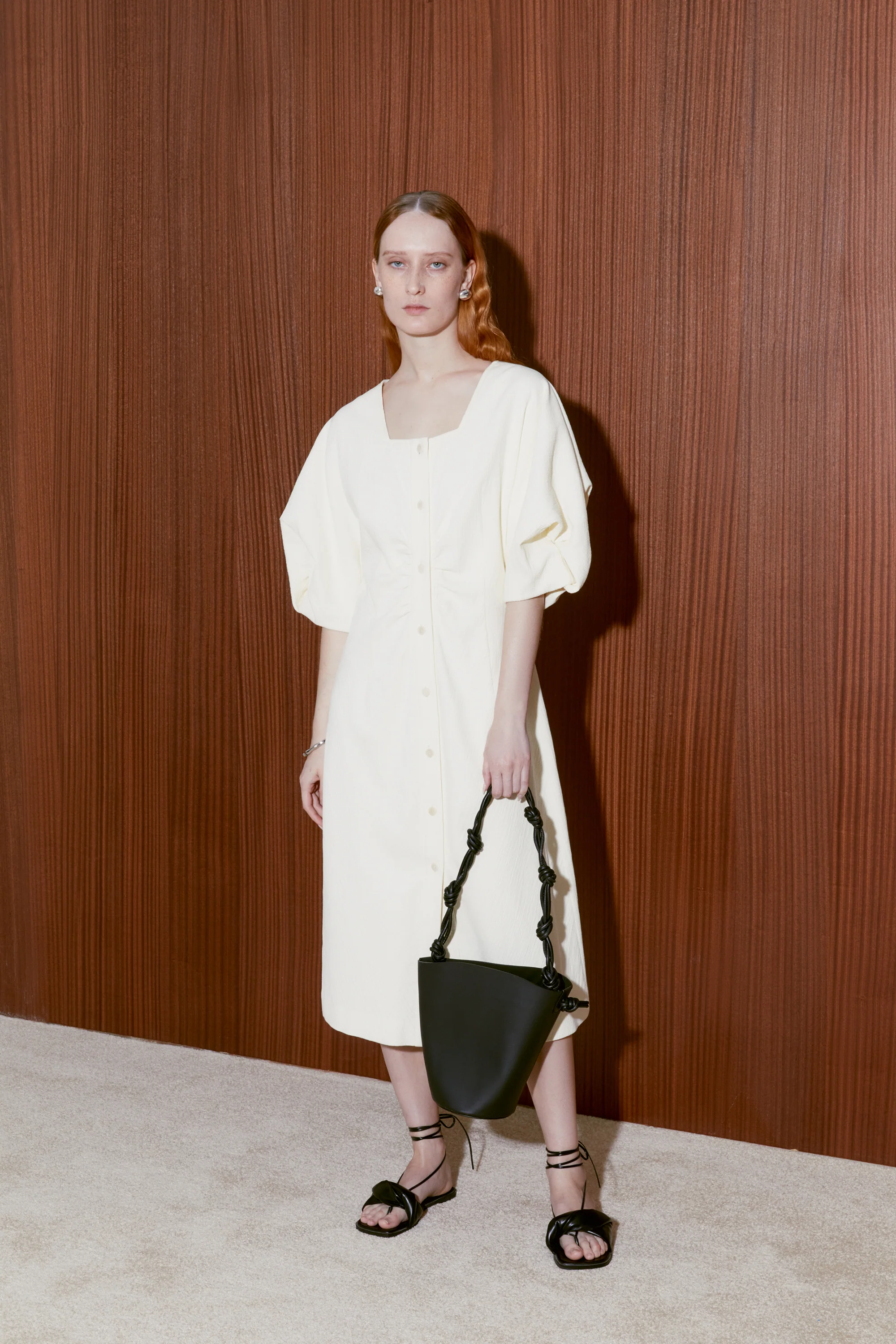Textured Bubble-sleeve Dress - Image 13