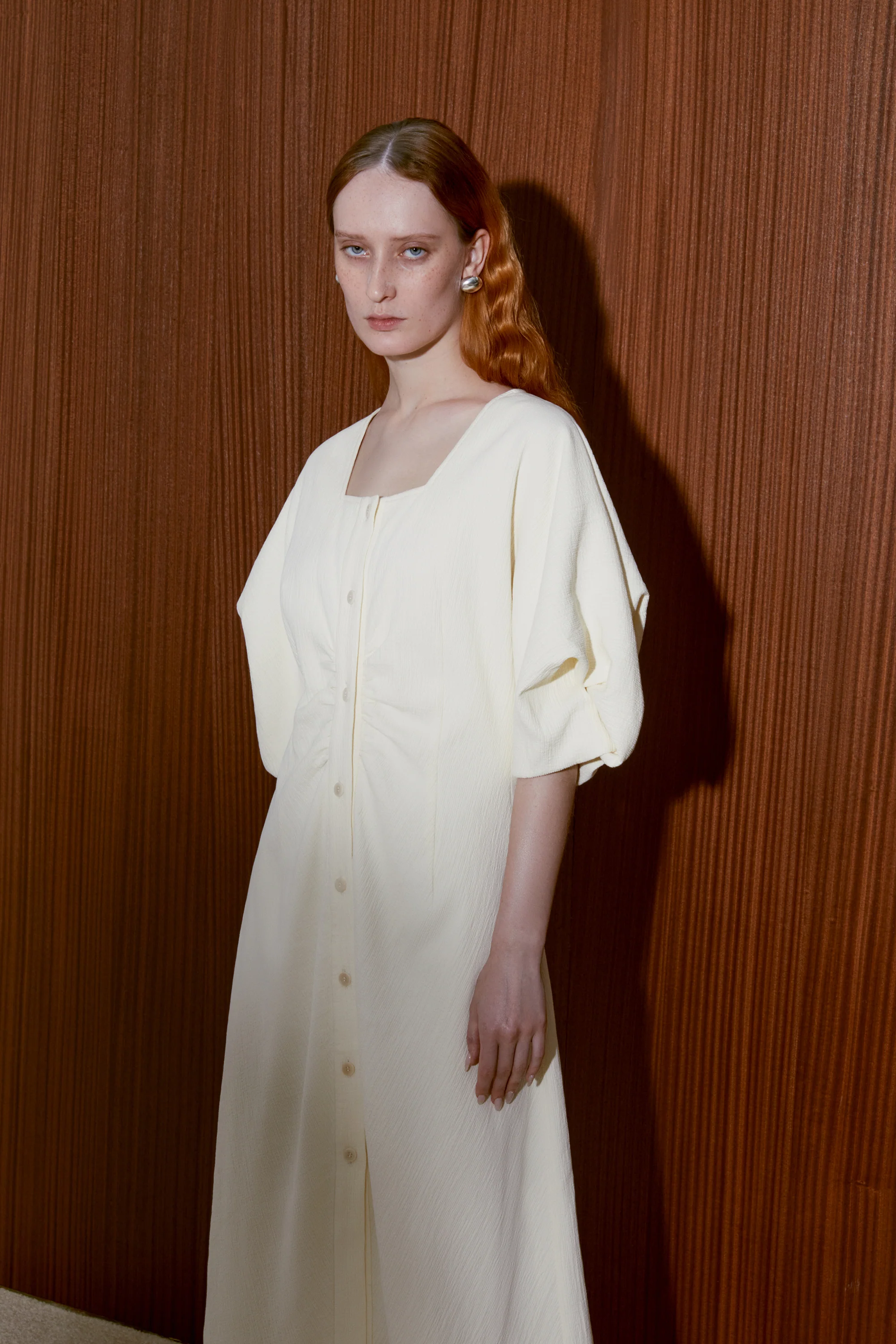 Textured Bubble-sleeve Dress - Image 14