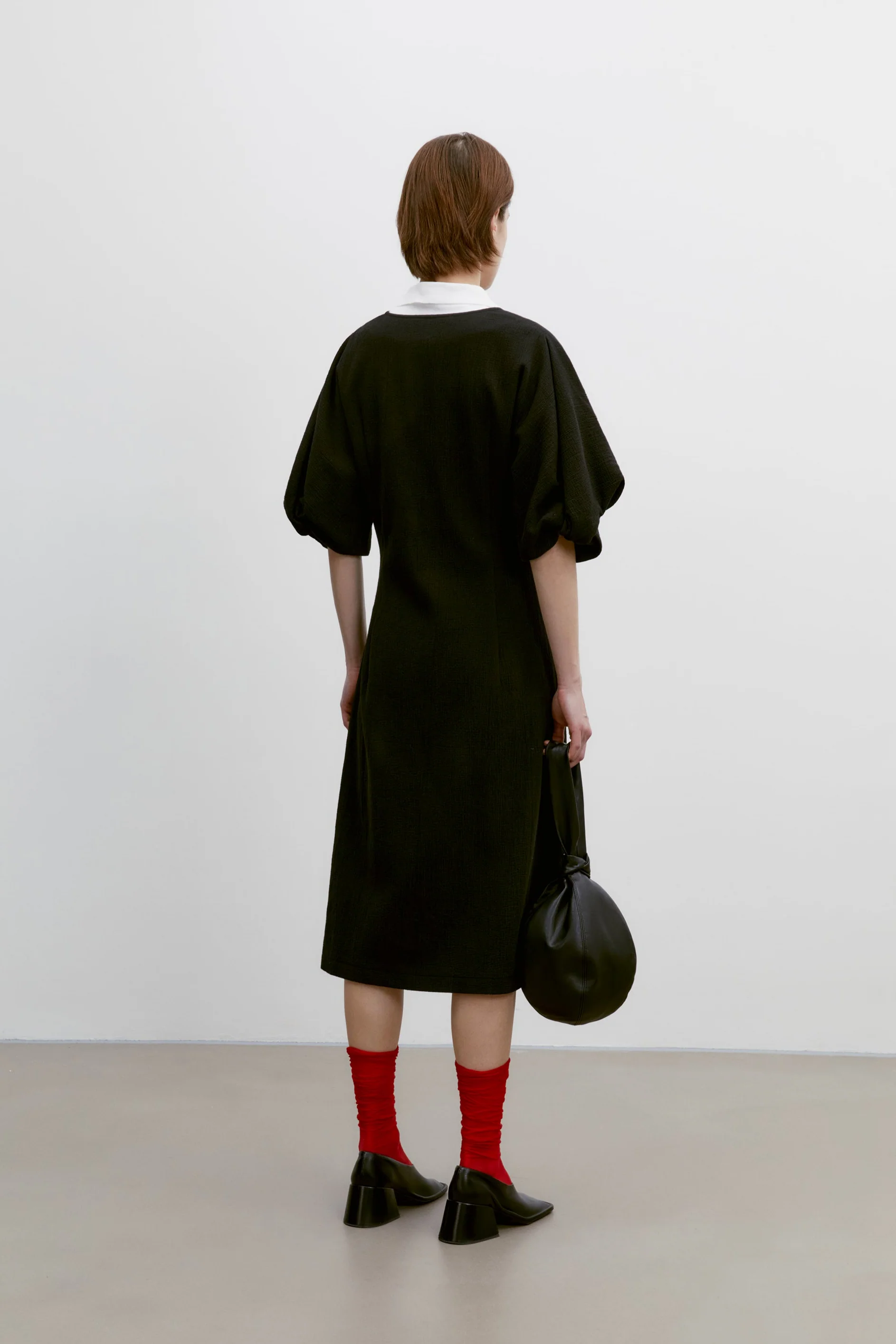 Textured Bubble-sleeve Dress - Image 6