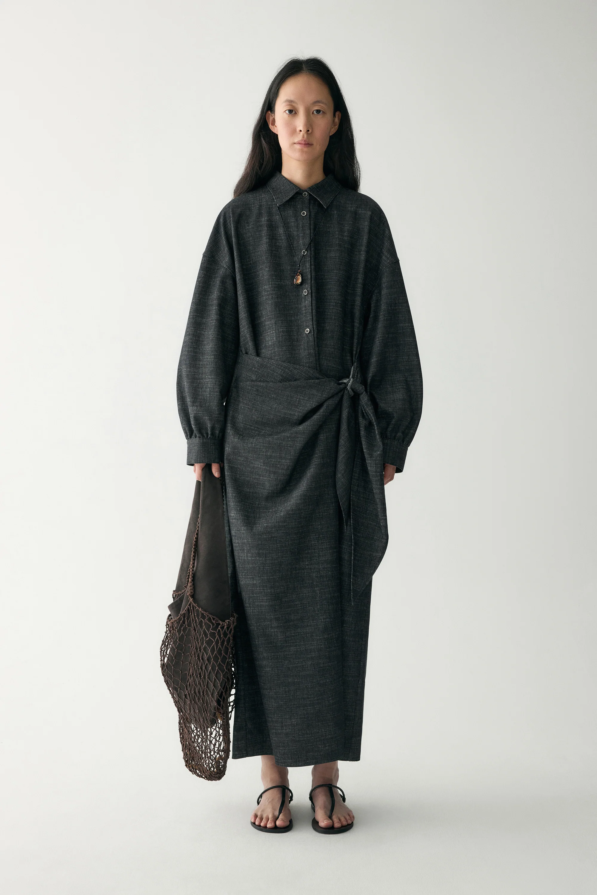 Waist-knot Shirt Dress