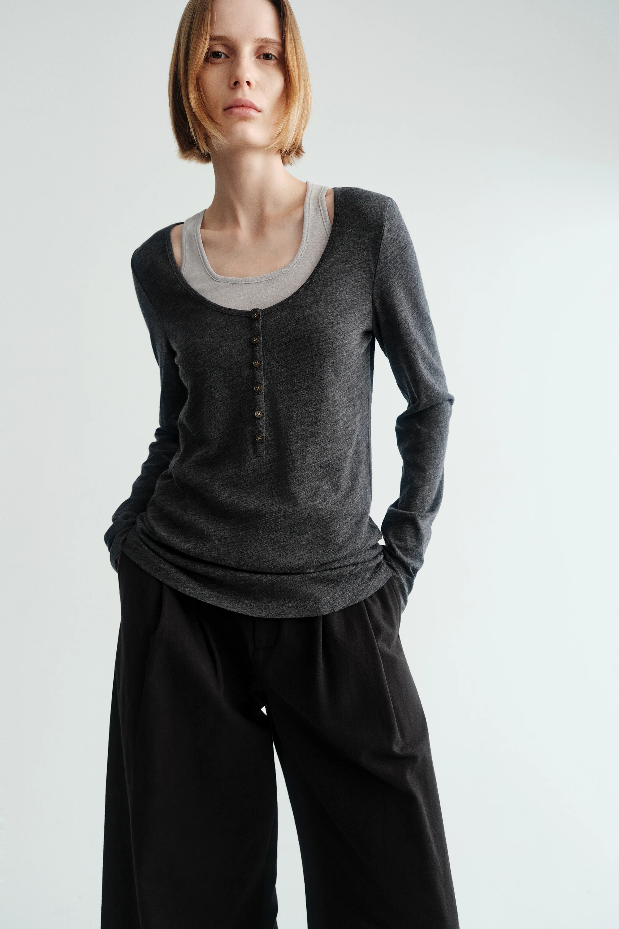 Wool Henley Collar Shirt - Image 11