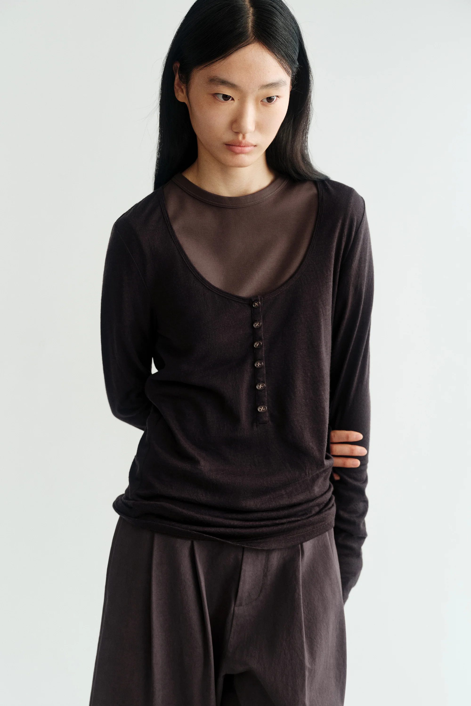 Wool Henley Collar Shirt - Image 3