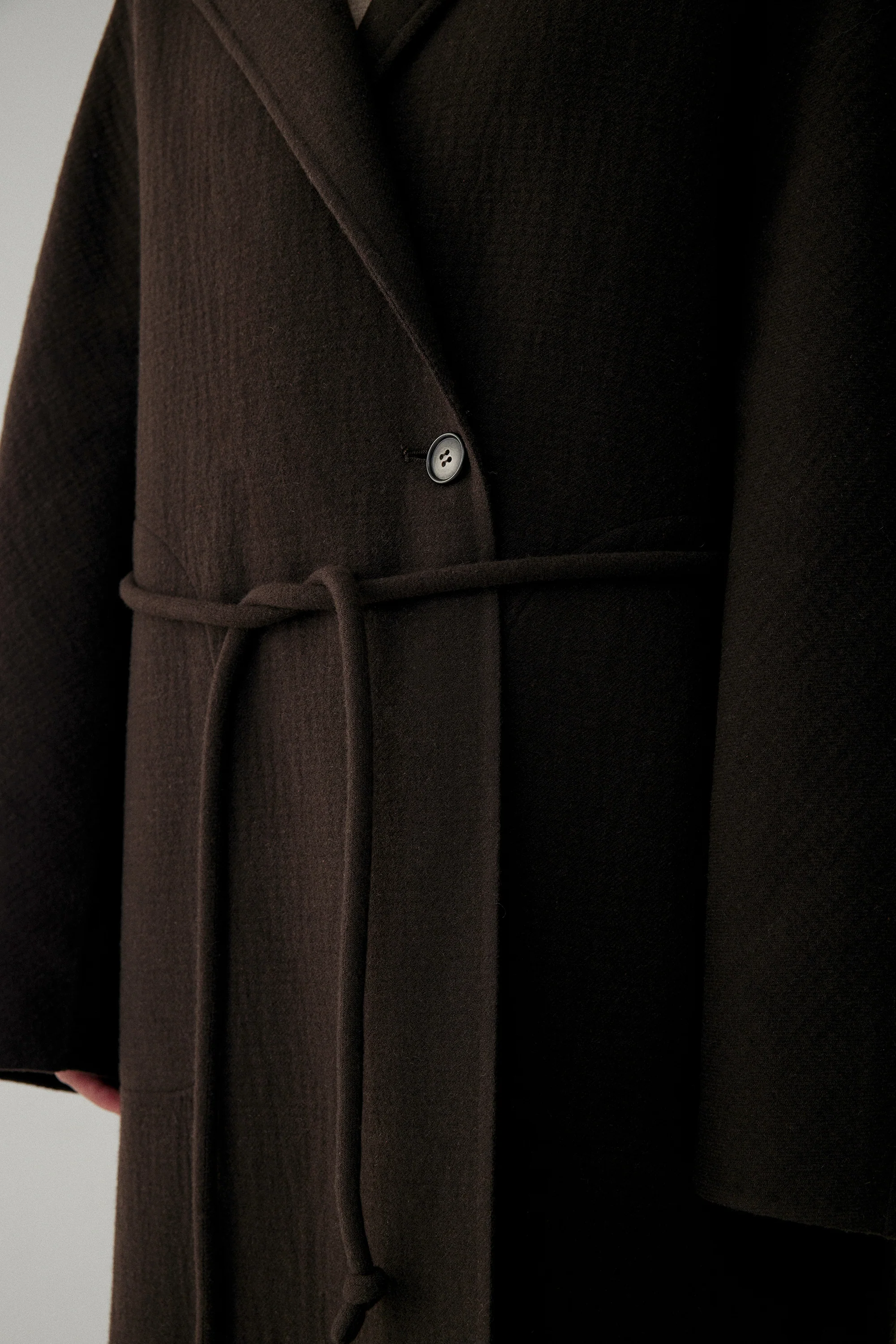 Wool Hooded Long Wrap Coat - Image 9