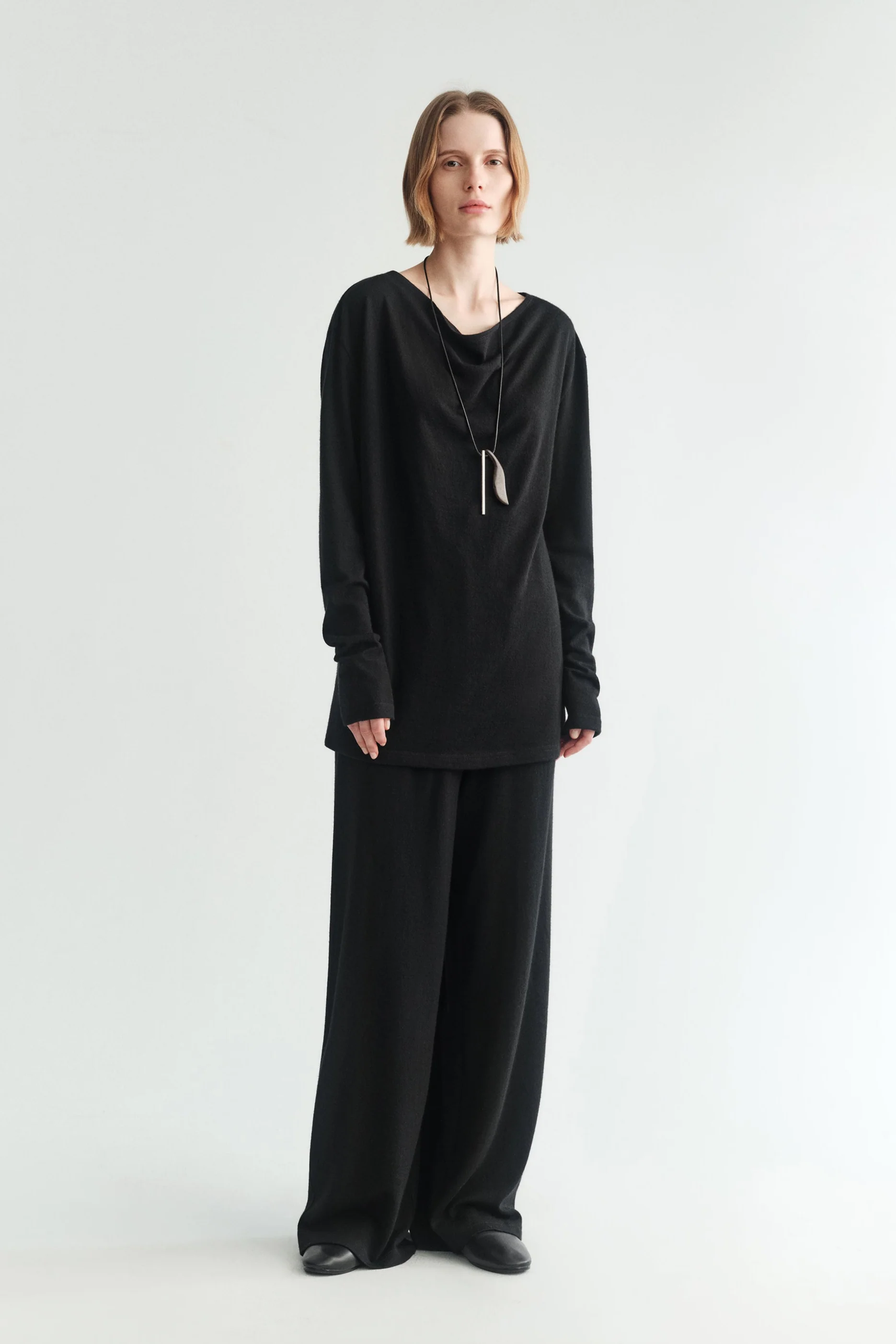 Wool Tencel Cowl Neck Top - Image 7