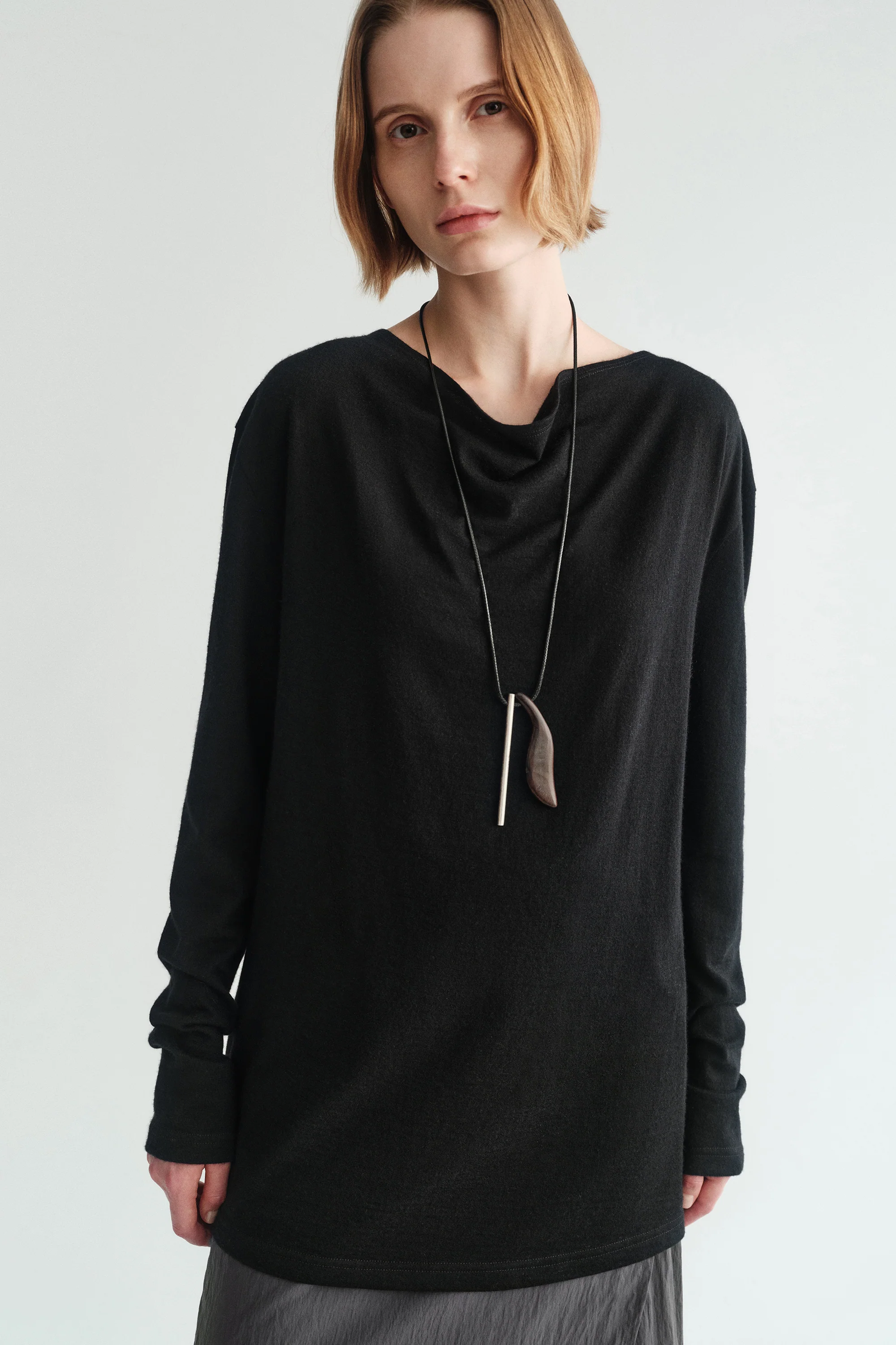 Wool Tencel Cowl Neck Top - Image 9