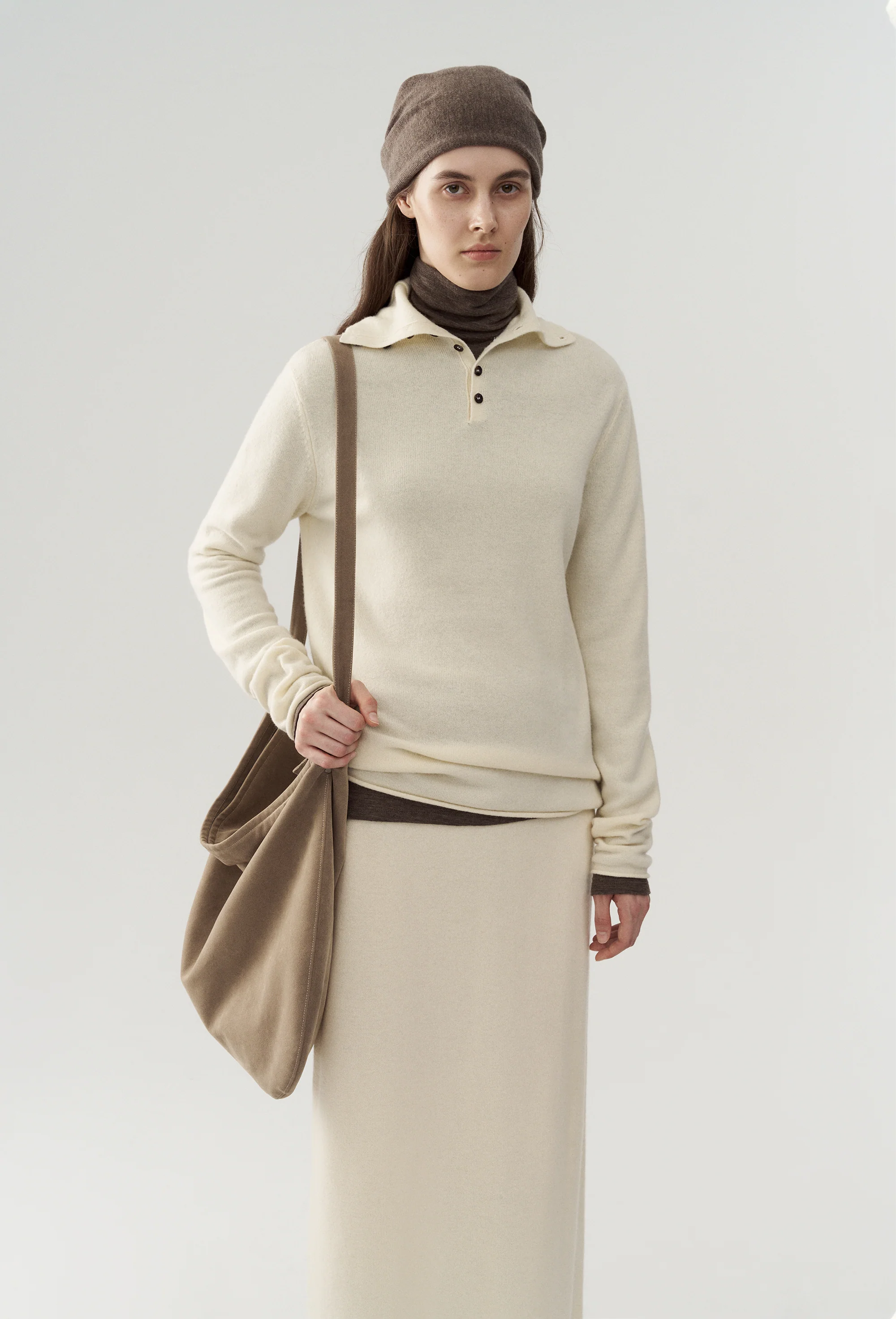 Slim-fit Stand Collar Yak Wool Knit Top - Image 10