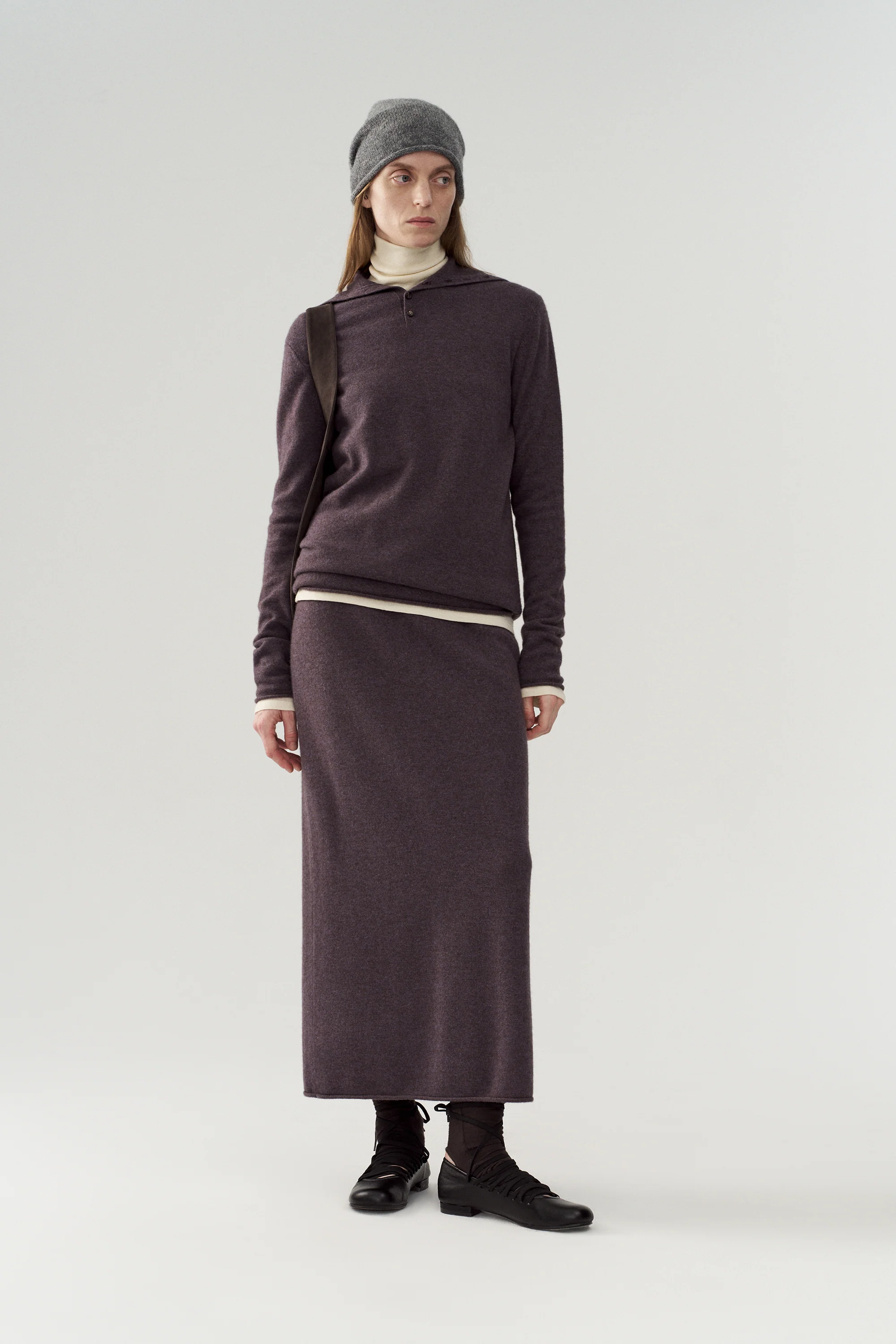 Slim-fit Stand Collar Yak Wool Knit Top - Image 14
