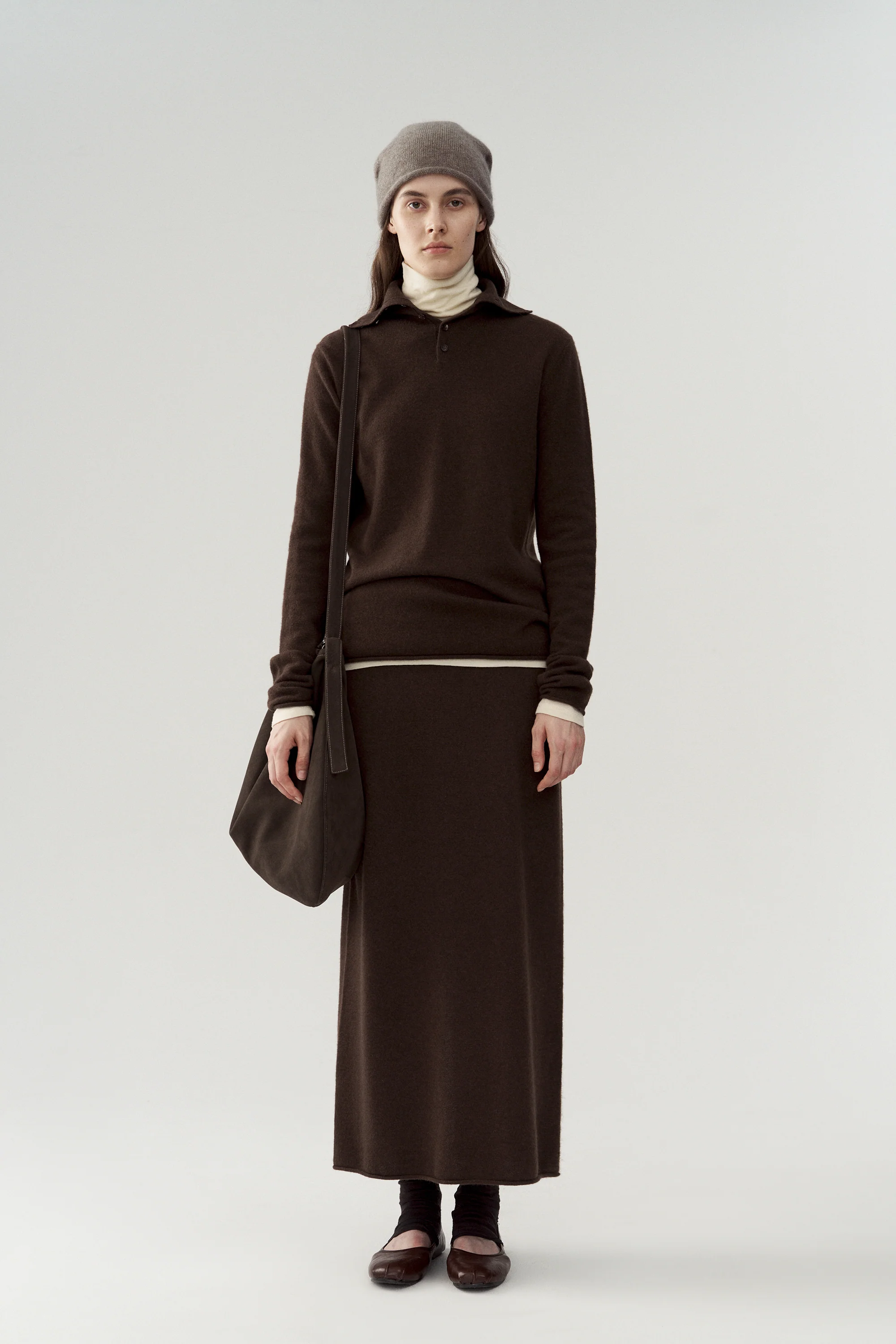 Slim-fit Stand Collar Yak Wool Knit Top - Image 17