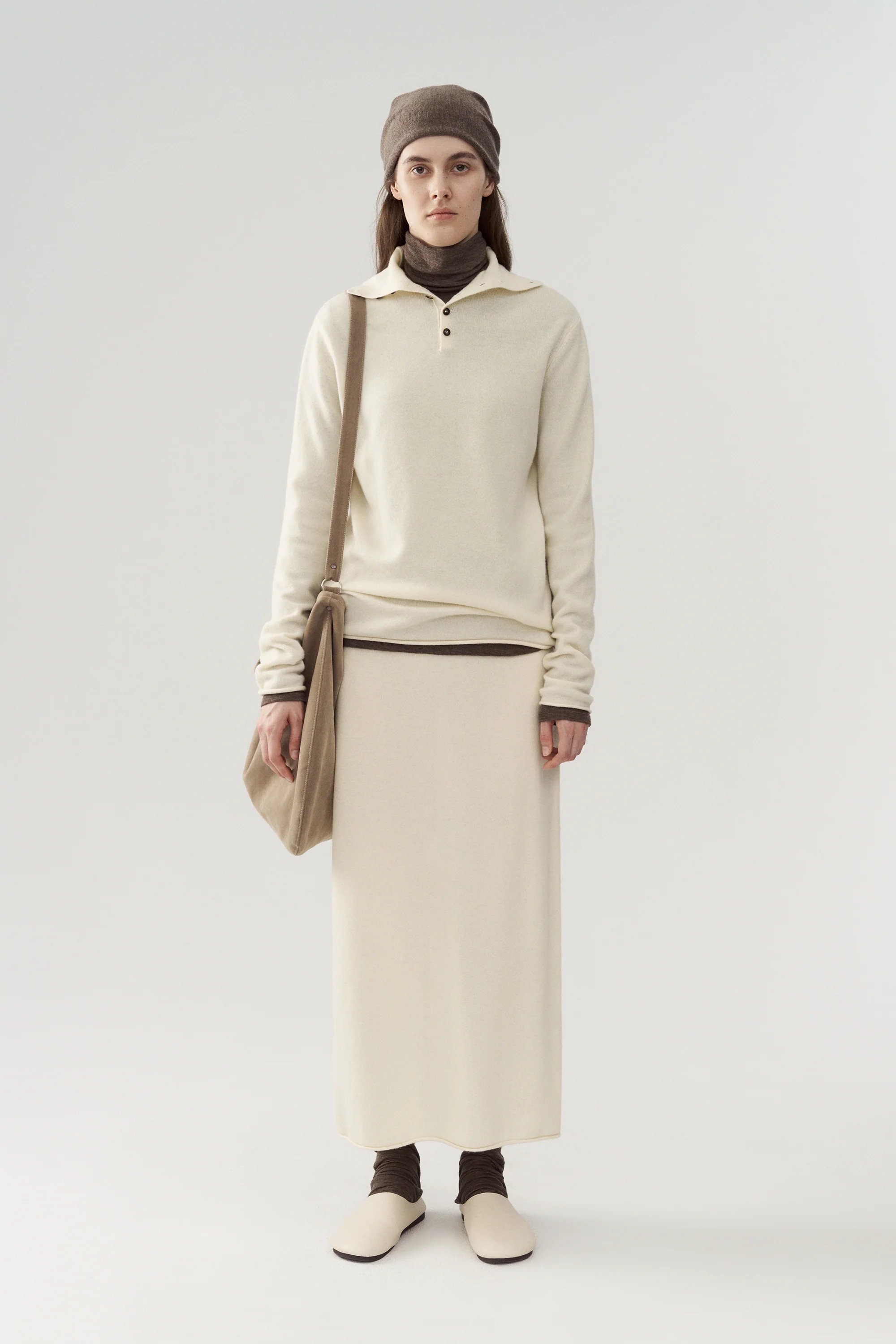 Slim-fit Stand Collar Yak Wool Knit Top - Image 7